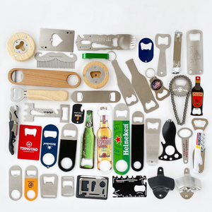 Ouvre-bouteille manuel en acier inoxydable de forme rectangulaire, couleur personnalisée, respectueux de l'environnement, impression sérigraphique, 18x4cm - Product Image 1