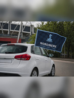 Drapeau de fenêtre de voiture personnalisé avec logo de club de football, mât en plastique, polyester durable et écologique, drapeau national, design personnalisé, événement sportif