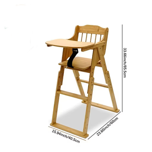 เก้าอี้สูงสำหรับเด็กแบบพับได้ ทำจากไม้ไผ่ เป็นมิตรกับสิ่งแวดล้อม ขายดีที่สุด พร้อมถาดปรับระดับได้และดีไซน์ทันสมัย - Product Image 2