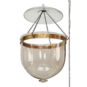 Lanterne en verre avec garniture en laiton, porte-bougie suspendu rond résistant à la chaleur pour la décoration de la maison - Product Image 2