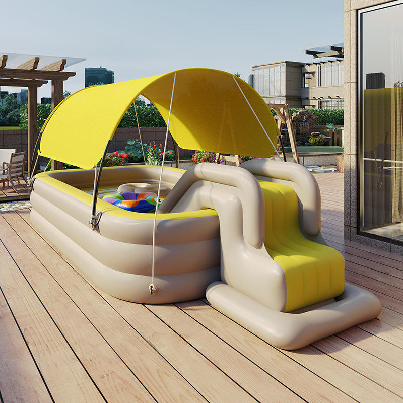 3m mocha yellow-pool awning-without slide and pump