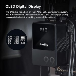 Smallrig V 마운트 배터리 VB99, 6700mAh 99Wh 14.8V 미니 V 마운트 배터리 지원 65W PD USB-C 고속 충전기-3580 - Product Image 5