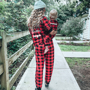 Natal personalizado Matching Xadrez Imprimir Pijama De Férias De Malha Família Pijama De Natal PJs Set - Product Image 5