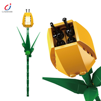 Chengji Diy Building Block Flower Pot Creative Assembly Model Elegant Tulip Bouquet Bricks Plastic Flower Building Blocks Toys