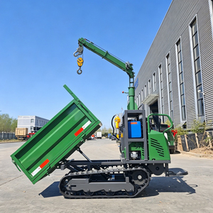 Mini-dumper sur chenilles en promotion avec benne hydraulique, lame de bulldozer et grue pour la construction et l'agriculture - Product Image 6