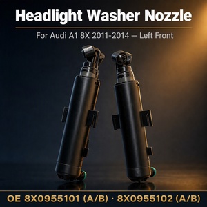 Para Audi A1 8X, Boquilla de Lavado de Faros Delanteros Izquierdos, 2011-2014, PP Negro, 8X0955101A/B/D 8X0955102A/B/D, Ajuste Directo - Product Image 2