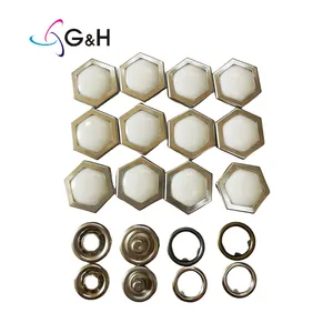 Wholesale custom size garment accessories hexagonal pearl prong snap buttons