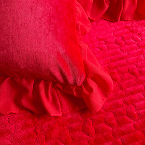 <span class=keywords><strong>Set</strong></span> Copripiumino in Velluto Invernale King <span class=keywords><strong>Size</strong></span> Rosso Borgogna con Design Tessuto per Letti Matrimoniali - Product Image 6