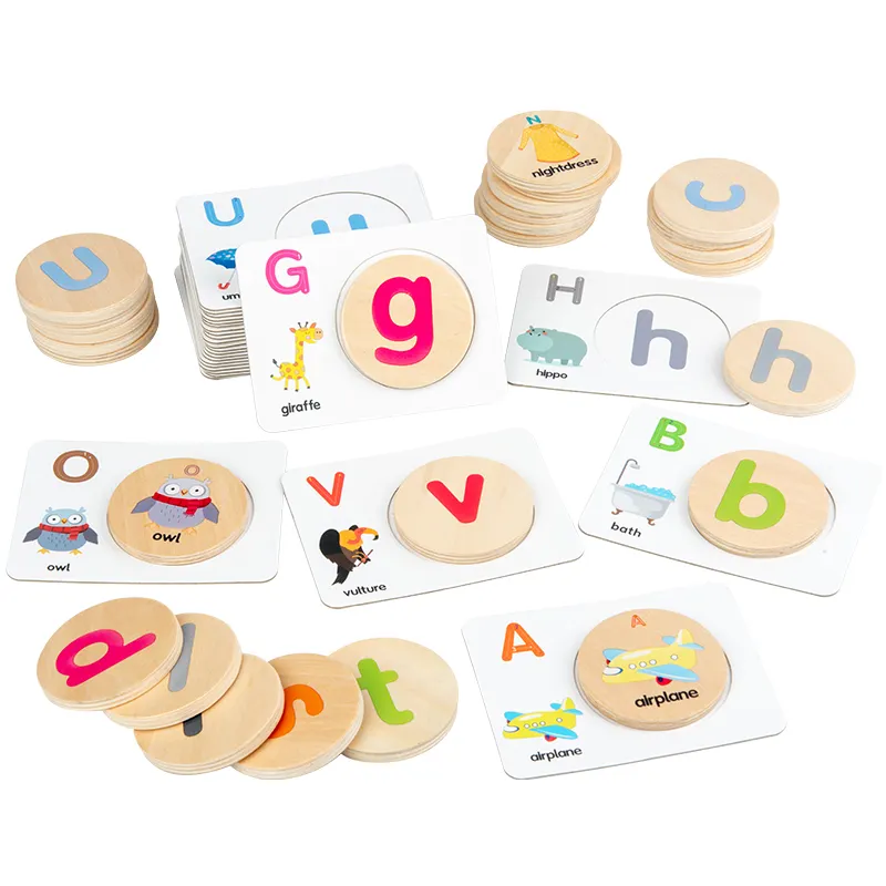 Wooden Jigsaw Puzzle Letters Cognitive Card Spelling Words Children English Letters Early Education Perception Words Spelling