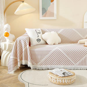 <span class=keywords><strong>Housse</strong></span> <span class=keywords><strong>de</strong></span> canapé universelle nordique toutes saisons coussin en chenille à rayures géométriques couverture complète à l'épreuve des chats en gros - Product Image 6