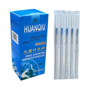 Agujas de acupuntura estériles Huanqiu, 100 piezas, mango de acero inoxidable desechable para un solo uso - Product Image 2