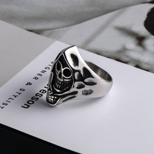 Retro Carved Skull <b>Ring</b> Men's <b>Titanium</b> Steel Skeleton Design Gift Jewelry - Product Image 4
