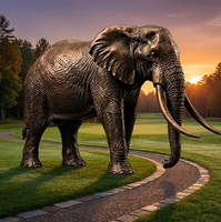 Sculpture d'éléphant en bronze grandeur nature, statue d'éléphant africain en bronze avec peau froissée détaillée pour hall d'hôtel ou espace public