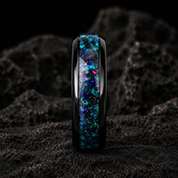 Bague Éternité Unique JLM en Acier Inoxydable Bleu Opale à Motif Floral pour Femme et Unisexe – Bijou Tendance pour Mariage, Fiançailles et Fêtes