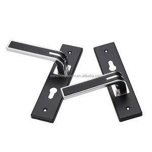 Cerradura de manija de puerta ABS de estilo moderno, distancia de agujero de 58mm, manija de placa de hierro de níquel negro Pintu Kinci Pintu - Product Image 3