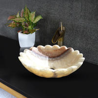 Lavabos en pierre de forme lotus en onyx blanc de luxe personnalisables Lavabo à main Lavabo en marbre Lavabo de salle de bain pour la maison Hôtel Villa