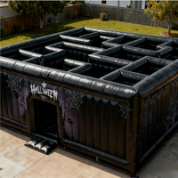 Jeu de labyrinthe gonflable géant commercial en PVC, personnalisé sur le thème d'Halloween, maison hantée, installation facile, jeux gonflables