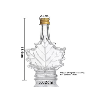 Bouteilles diffuseuses en verre <span class=keywords><strong>de</strong></span> luxe en forme <span class=keywords><strong>de</strong></span> feuille d'érable pour sirop contre la toux, vin, whisky, <span class=keywords><strong>gin</strong></span>, boissons, avec couvercle - Product Image 4