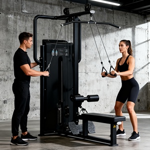 Équipement de fitness commercial de qualité supérieure, combo de tirage latéral et de rameur à plaques, à vendre - Product Image 2