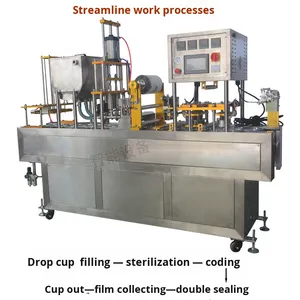 เครื่องปิดผนึกบรรจุพุดดิ้งนมถั่วเหลืองโจ๊กแปดอย่างอัตโนมัติเครื่องปิดผนึกสำหรับเบียร์น้ำผึ้งเป็ด - Product Image 4