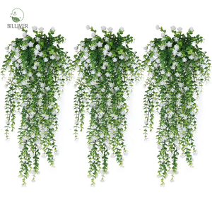 Plantes artificielles fausses feuilles d'<span class=keywords><strong>eucalyptus</strong></span> vigne verte maison jardin et mariage résistant aux UV décoration glycine fleurs suspendues - Product Image 3