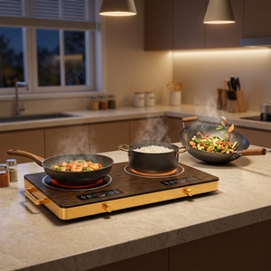 Table <span class=keywords><strong>de</strong></span> <span class=keywords><strong>cuisson</strong></span> <span class=keywords><strong>vitrocéramique</strong></span> encastrable 2 brûleurs avec contrôle <span class=keywords><strong>de</strong></span> température, <span class=keywords><strong>protection</strong></span> anti-débordement et nettoyage facile KI03011 - Product Image 1