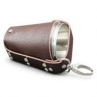 Mini incassable 4 pièces verre à liqueur en métal en acier inoxydable tasses de voyage 75ml ensemble de récipients à boire écologiques avec sac en cuir PU