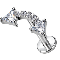 Piercing Labret en Titane ASTM F136 à Filetage Interne avec Zircon pour Hélix, Tragus, Lèvre – Bijou de Corps Fin pour Mariages et Cadeaux
