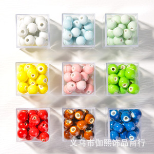 Jingdezhen Ceramic Round Beads 10mm Solid Color Loose Beads For Bracelet Making DIY Jewelry Accessories - Product Image 3