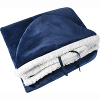 Poncho doux et confortable double couche en polaire Sherpa Couverture cape à capuche portable avec poche pour les mains