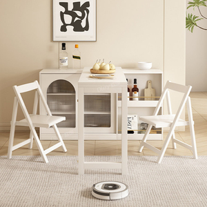 NKAHS Modern Scandinavian Wood Dining <b>Table</b> <b>Chair</b> Set <b>Foldable</b> 3 Piece Solid Back White Furniture for Home Dining Room - Product Image 1