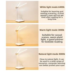 Lampe de chevet LED moderne à double tête, à intensité variable, pliable, rechargeable, double usage, avec prise secteur, pour lecture au chevet - Product Image 3