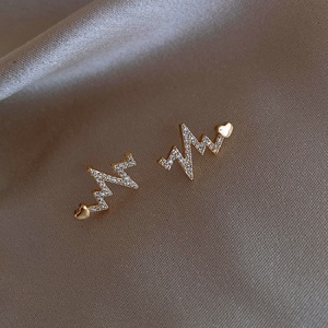 Mignon battement de coeur boucles d'oreilles <span class=keywords><strong>ECG</strong></span> médical romantique coeur boucles d'oreilles infirmière médecin tenue quotidienne bijoux cadeau - Product Image 5