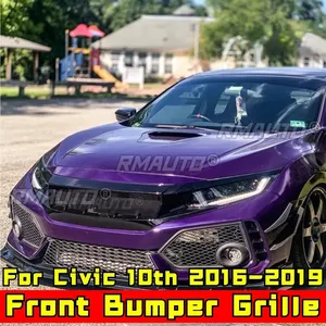 Grilles de course Civic, kit carrosserie, grille de pare-chocs avant pour Civic 10ème génération 2016-2019, pièce extérieure - Product Image 4