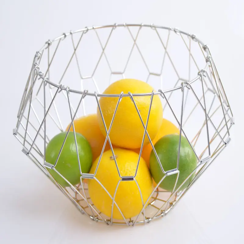 Fruit Basket stainless Steel Bowl Deformable Fruit Plate Foldable Veggie Tray Adjustable Magic Wire Basket Fruit Serving Tray
