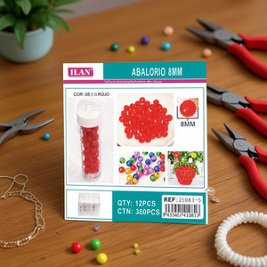 Perline Rosse ILAN da 8mm per Creazione di Gioielli, 12 Pezzi per Tubo - Product Image 2