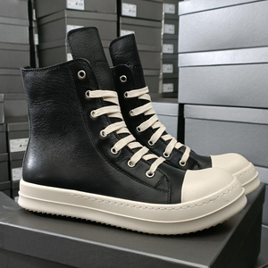 Baskets montantes classiques en cuir, bottines décontractées de luxe à semelle épaisse, bottes de ville pour hommes de qualité supérieure - Product Image 5