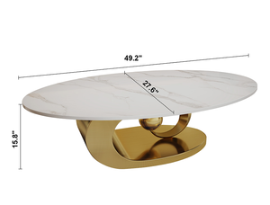 Modern Metal Coffee <b>Table</b> with Stainless Steel Base Indoor Home Living Room Furniture - Product Image 3