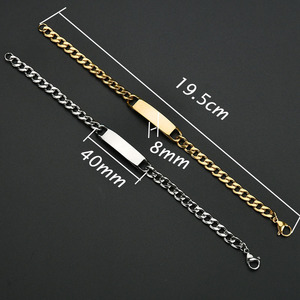 Bracciale Minimalista in Acciaio Inossidabile con Incisione Personalizzata, Catena Cubana da Uomo con Barra ID, Nome Inciso su Acciaio Inossidabile - Product Image 2