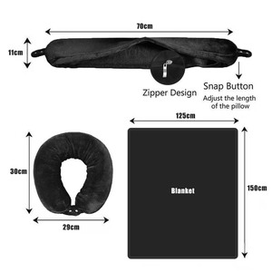 طقم بطانية سفر ووسادة رقبة 2 في 1 - بطانية محمولة ناعمة ودافئة ومريحة للسفر بالطائرة والتخييم ورحلات السيارة - Product Image 6