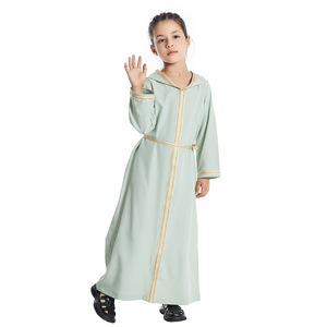 Abaya à capuche pour enfant musulman, <span class=keywords><strong>Djellaba</strong></span> de l'Aïd, Ramadan, robe pour fille, Kaftan marocain, vêtements islamiques, robe arabe, Dubaï, Turquie, Abayas, robe - Product Image 3