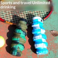 Bouteille d'eau pliable en silicone platine en forme de grenade, rétractable, portable pour les sports de plein air