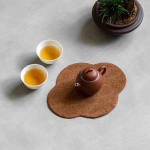 Chinese Style Begonia <b>Tea</b> <b>Tray</b> Mat Round Waterproof Non Woven Fabric Small Size For <b>Tea</b> Ceremony - Product Image 2