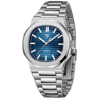 Montre mécanique en acier inoxydable pour hommes, étanche, en forme de baril, multifonctionnelle, pour un usage quotidien en extérieur et pour les fêtes