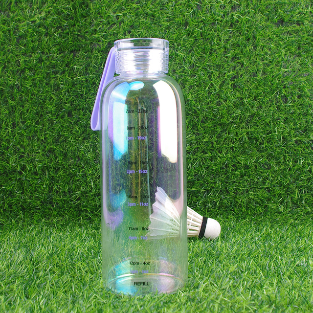 700ML Holographic Glass Water Bottle Time Marked Portable Ideal for Daily Water Intake Tracking Glass Water Bottle