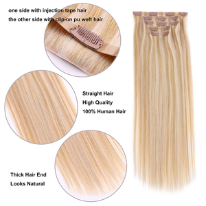 Extensions de cheveux russes lisses Yaki à ondulations souples, 100% vierges européennes brutes, invisibles, sans couture, à clipser, double épaisseur, qualité supérieure - Product Image 6