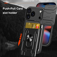 Étui de téléphone hybride avec porte-cartes et béquille pour iPhone 17 Pro, protection de l'objectif de l'appareil photo, compatible iPhone 17, 16, 15, 14, 13