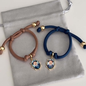 Bracelets de charme faits à la main, à la mode, avec portrait de médecin chrétien pauvre, entourés de zircon, tissage de corde épaisse, ensemble de bijoux pour femmes - Product Image 4
