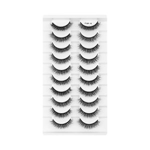 Lot de 10 paires de faux <span class=keywords><strong>cils</strong></span> 3D en soie, <span class=keywords><strong>cils</strong></span> entiers, marque privée, fibres synthétiques, <span class=keywords><strong>cils</strong></span> naturels, fournisseur - Product Image 3