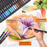 Juego de Rotuladores de Doble Punta de Alta Calidad, 72 Colores, Bolsa Suave, Solubles en Agua, Gran Capacidad, para Dibujo Artístico, Escritura Suave